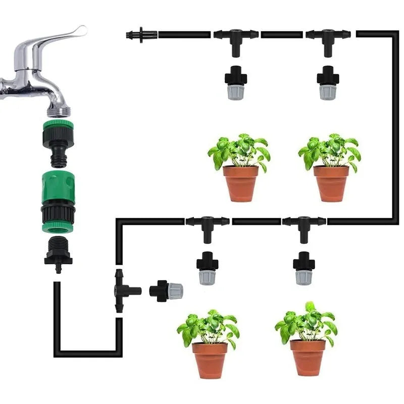 10 metre garden irrigation hose system with 10 micro spray nozzles for mist watering
