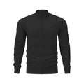 Casual cotton zip-front cardigan sweater with a stand collar in a loose fit.
