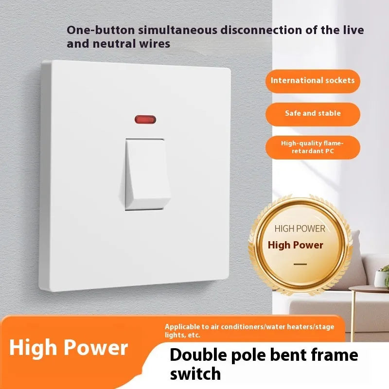 Water heater and air conditioner double-break switch with LED indicator panel in gold finish
