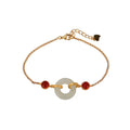 Gold-plated sterling silver bracelet with natural Hetian jade stone and peace buckle closure