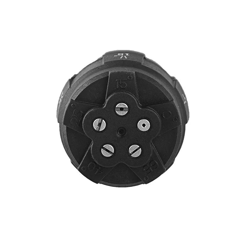 Five-in-one multi-pattern spray nozzle for high-pressure water guns in engineering plastic
