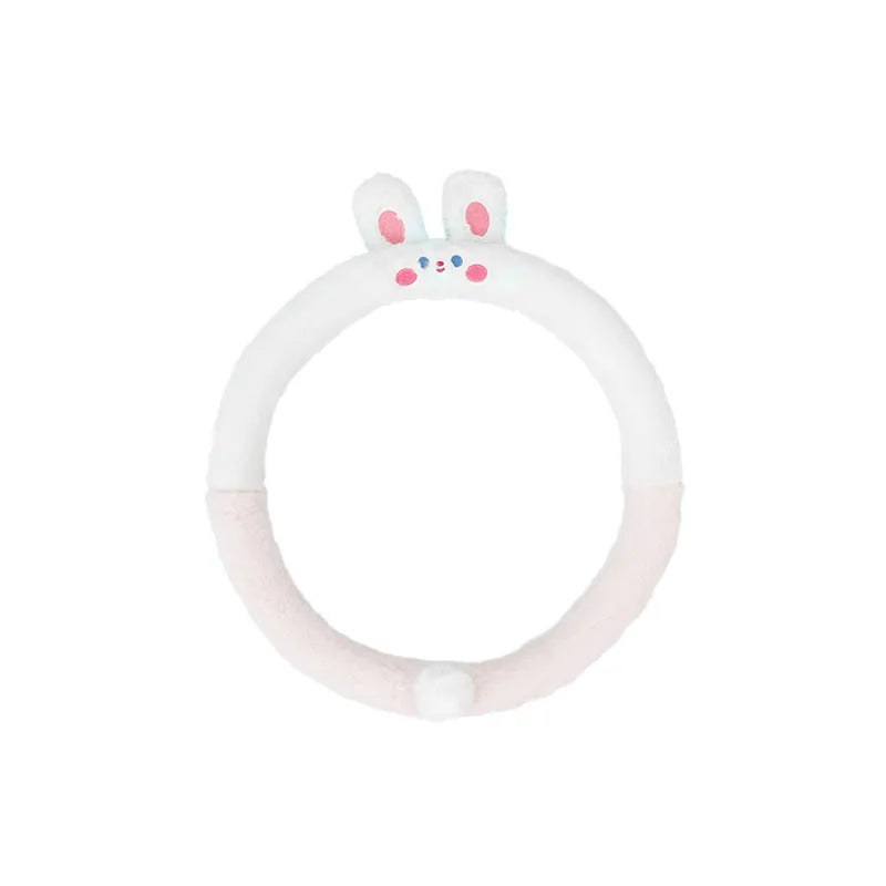 Plush cartoon animal embroidered steering wheel cover for cars in winter.