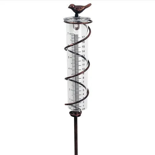 Cast iron bird design glass hyetometer rain gauge for garden rainfall measurement