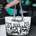Waterproof PP woven handbag with colour printing for portable storage of clothing and cosmetics