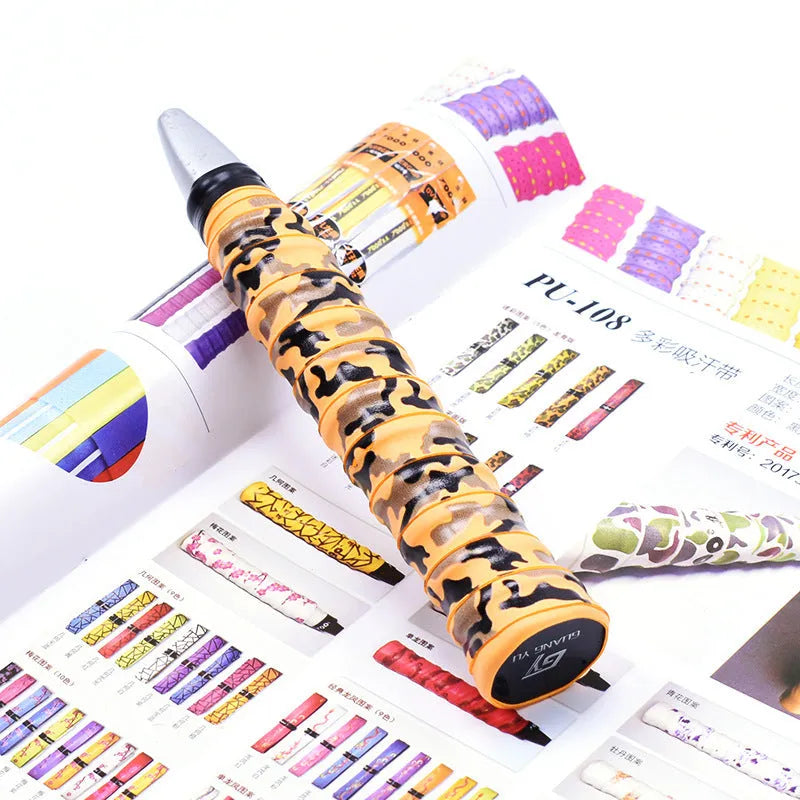 PU camouflage printing grip tape for badminton rackets and fishing rods in multiple colour options