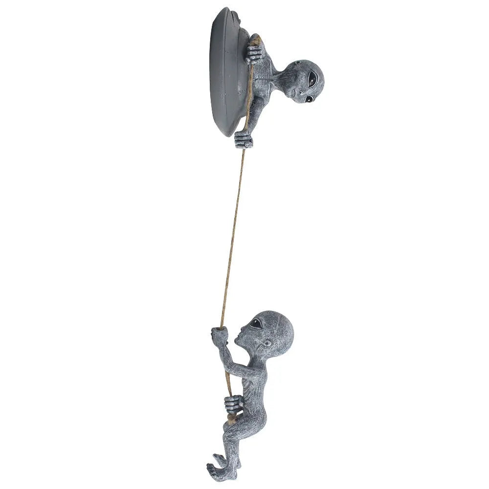 Grey resin alien tree pendant sculpture with hand-carved detail for courtyard decoration