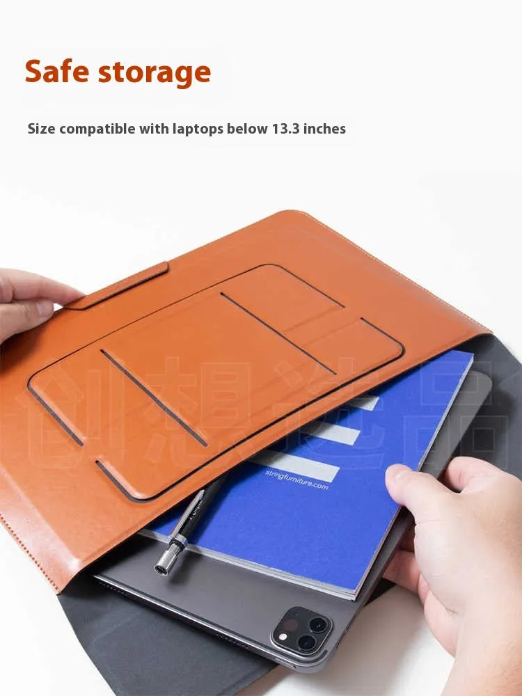 13.3-inch laptop bracket bag with integrated dual-angle holder in black and brown colour options