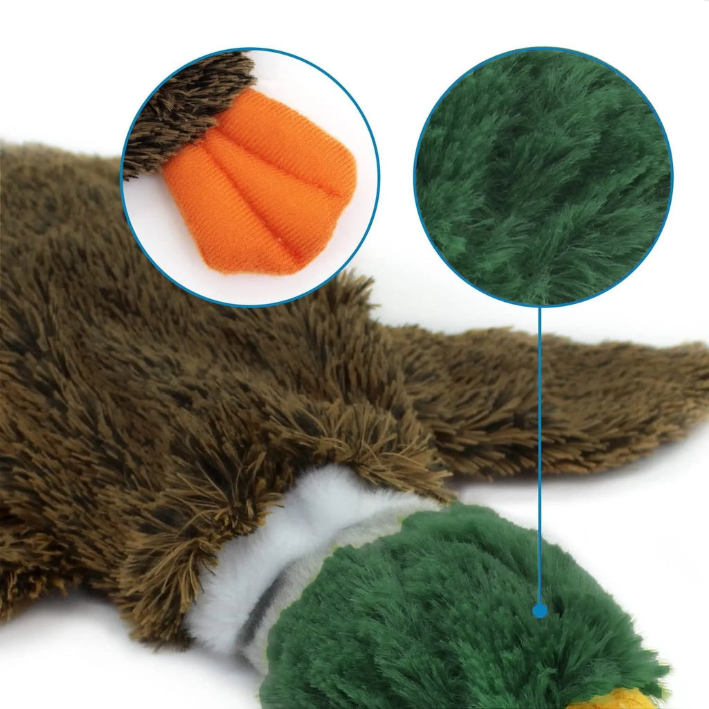 Wild duck design stuffless dog toy with squeakers for safe indoor chewing play