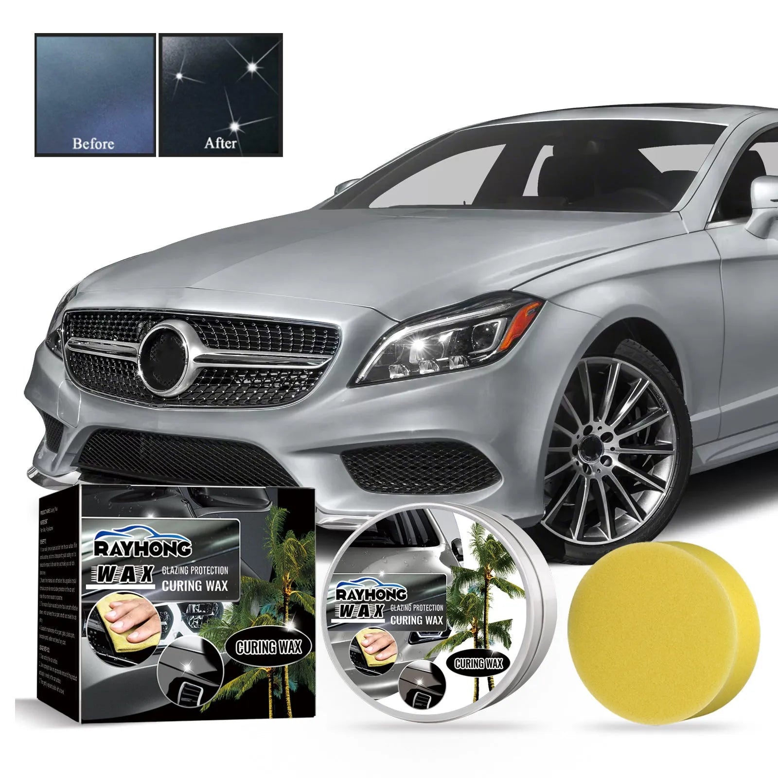 100g car coating wax pot with application sponge for paint renovation and dust protection