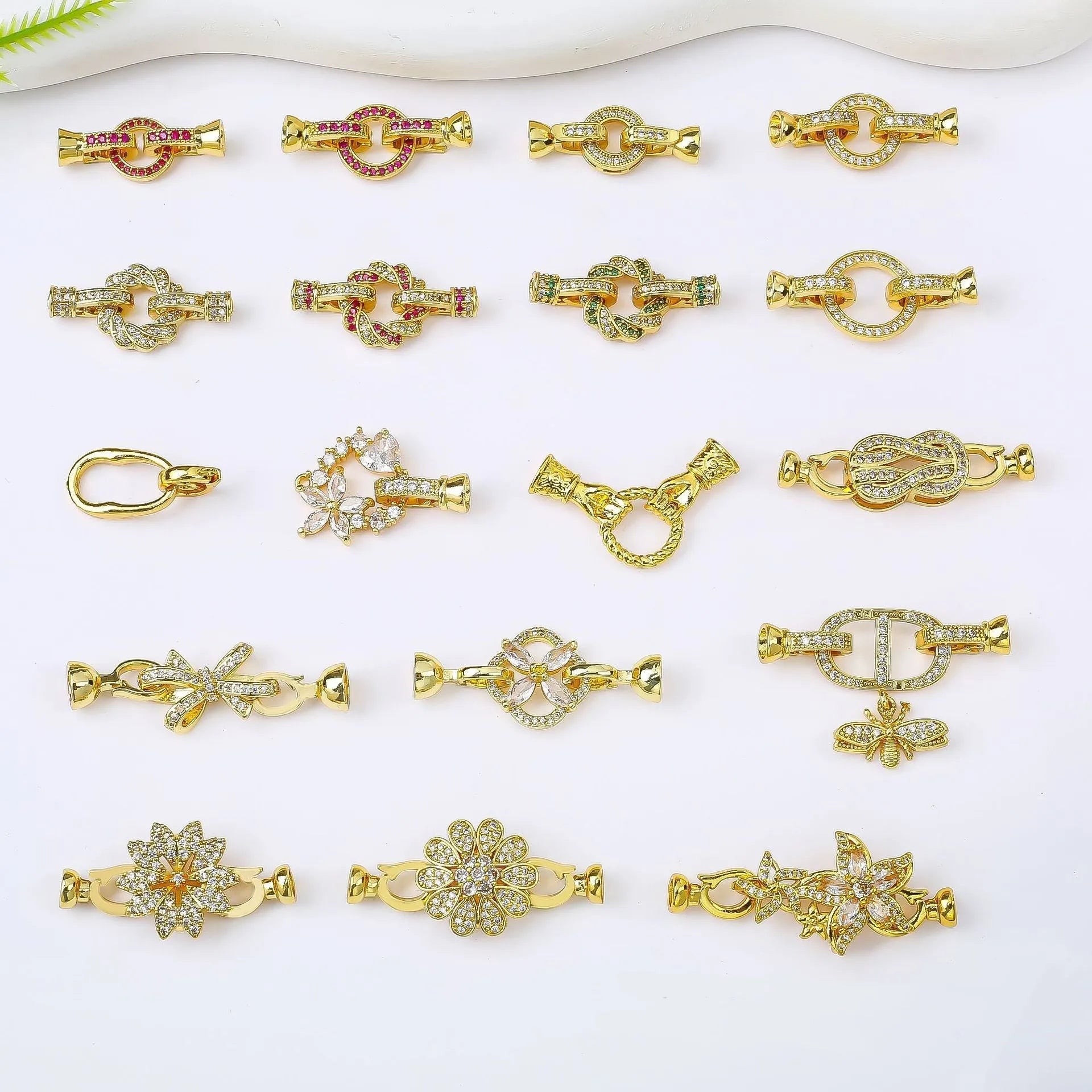Small gold electroplated necklace buckle for DIY jewellery making with rose gold and silver colour options
