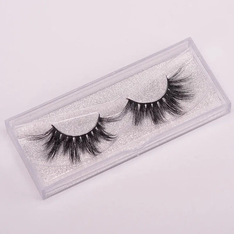 Affectionate brand black 5D mink false eyelashes with a hair storage cap and double-headed brush.