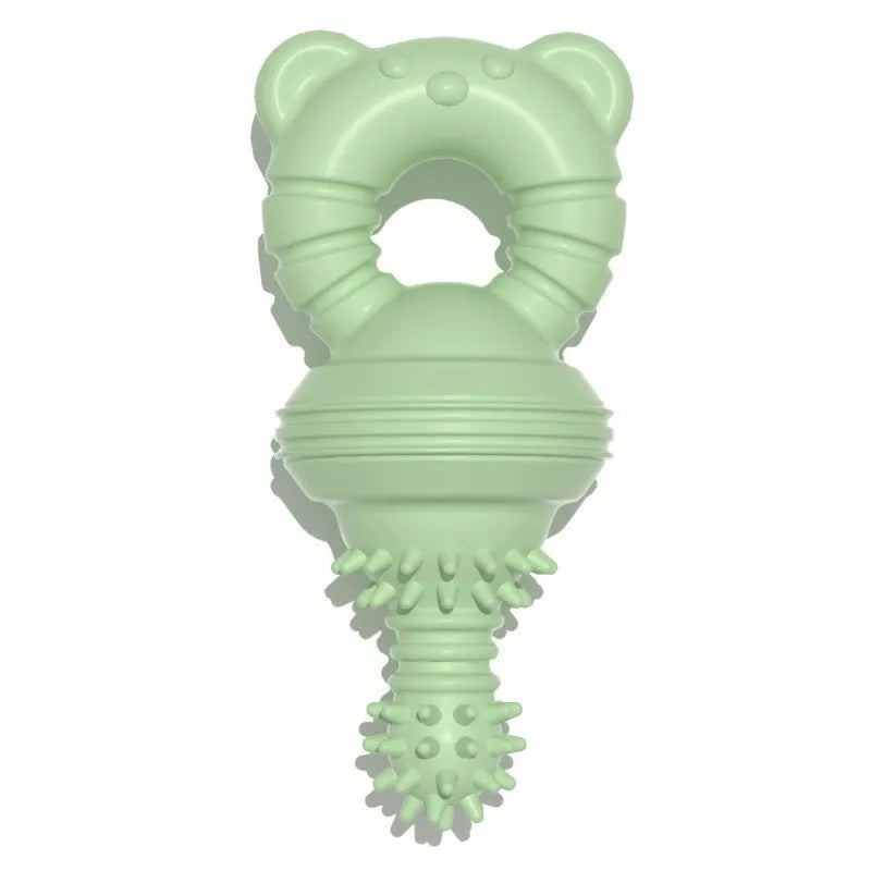 Blue rubber dog chew toy with molar-clean pattern and concave-convex teeth cleaning surface