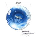 Colourful PVC ski ring toy for outdoor winter snow play, shown in red, blue, and mountain print options.