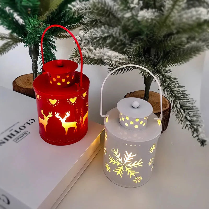 Nordic style electronic Christmas candle light with wrought iron construction and LED flickering illumination