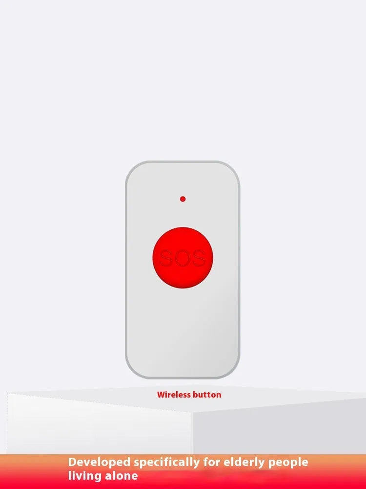 White voice emergency alert buzzer unit with three wireless call buttons for elderly home safety.