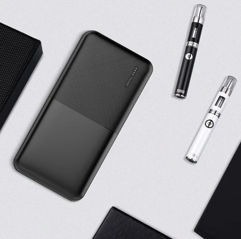 20000mAh power bank with multiple USB ports showing black and white colour options