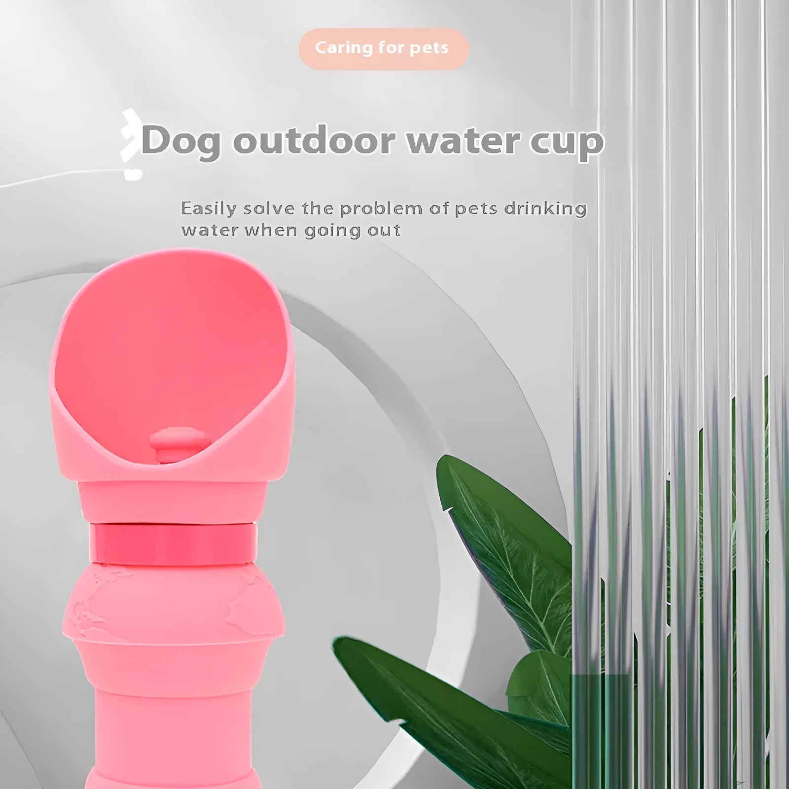 Silicone pet folding cup showing collapsed and expanded states with 550ml or 350ml capacity options