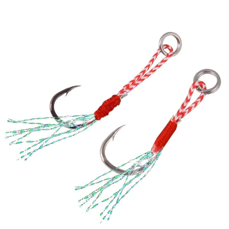 Bright wire iron plate single fishing hook for sea fishing lure rigs in sizes No. 9 to 14.