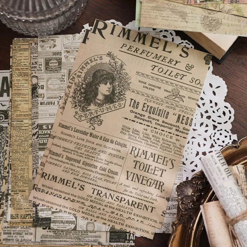 Retro classical letters paper decoration for diary and journal embellishment in vintage colours