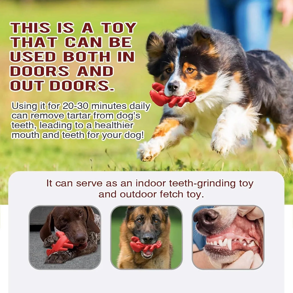 Red durable dog chew toy for large breed aggressive chewers measuring 170mm long