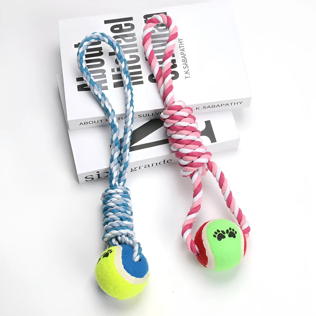 38cm cotton thread dog toy in red and white colours for medium and large breed vent relieving play