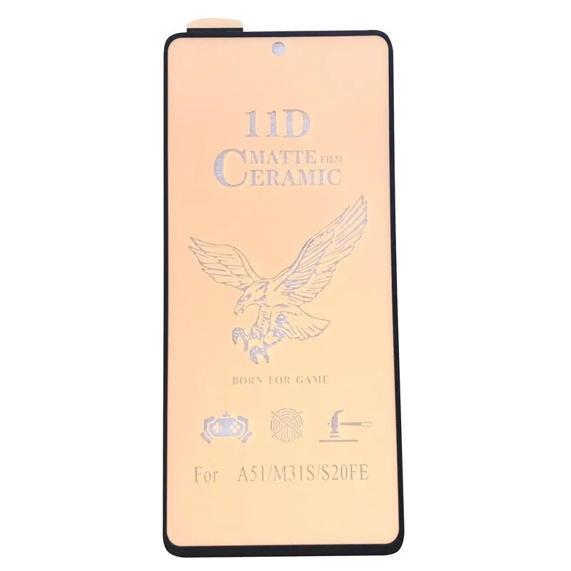 Toughened glass screen protector for Samsung phones with privacy, matte, HD, and ceramic film options.