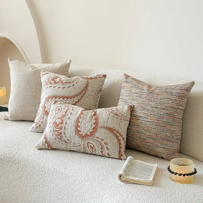 American-style jacquard woven sofa cushion cover with paisley pattern in amber colour