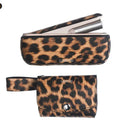 Cotton canvas storage protective bag with zip closure in leopard print and yellow colours.