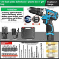 12V two-speed pistol grip electric drill driver with plastic storage case