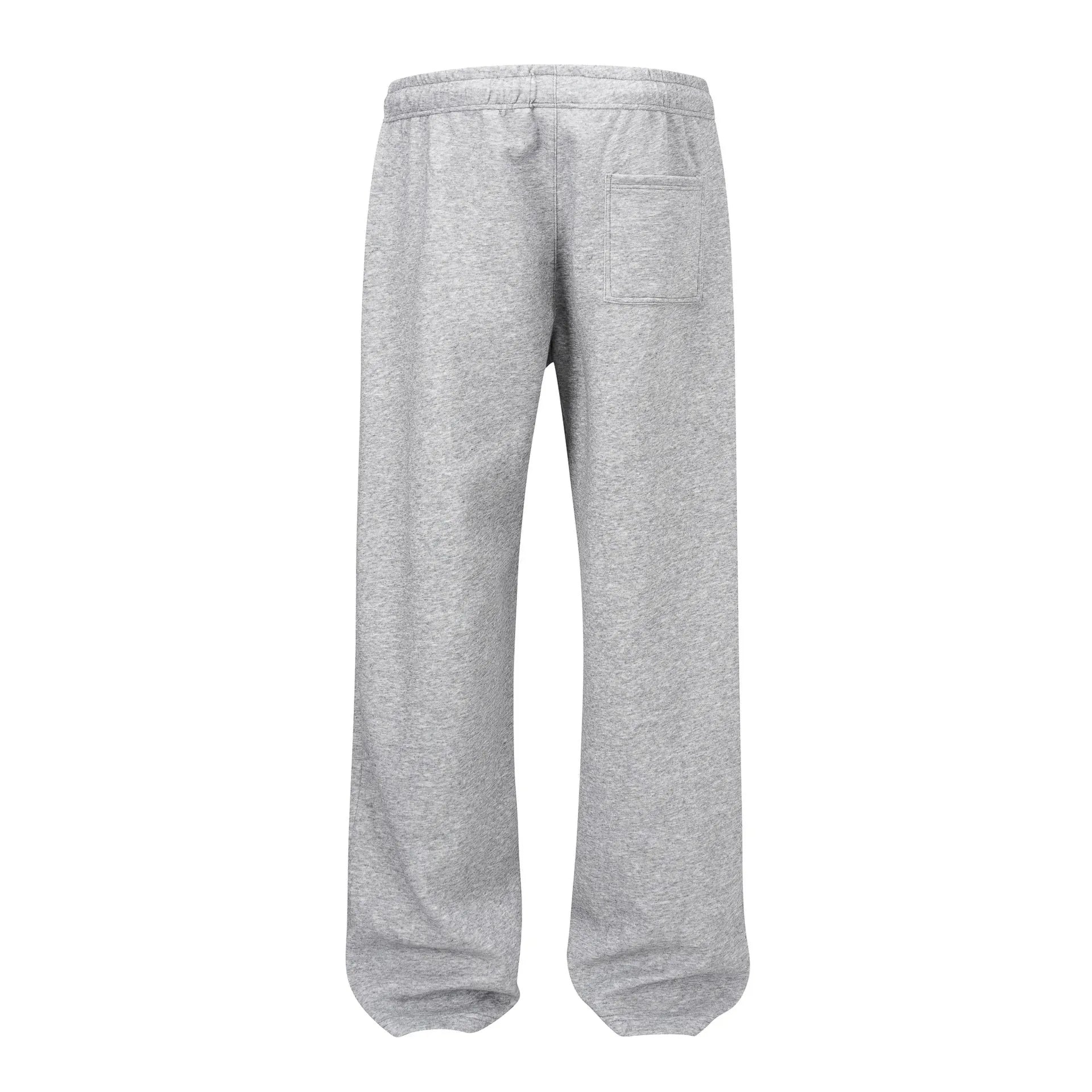 Men's solid colour cotton straight-leg casual pants in loose wide-leg fit, shown in grey.