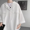 Men's hooded short sleeve t-shirt in loose fit solid colour for summer casual wear