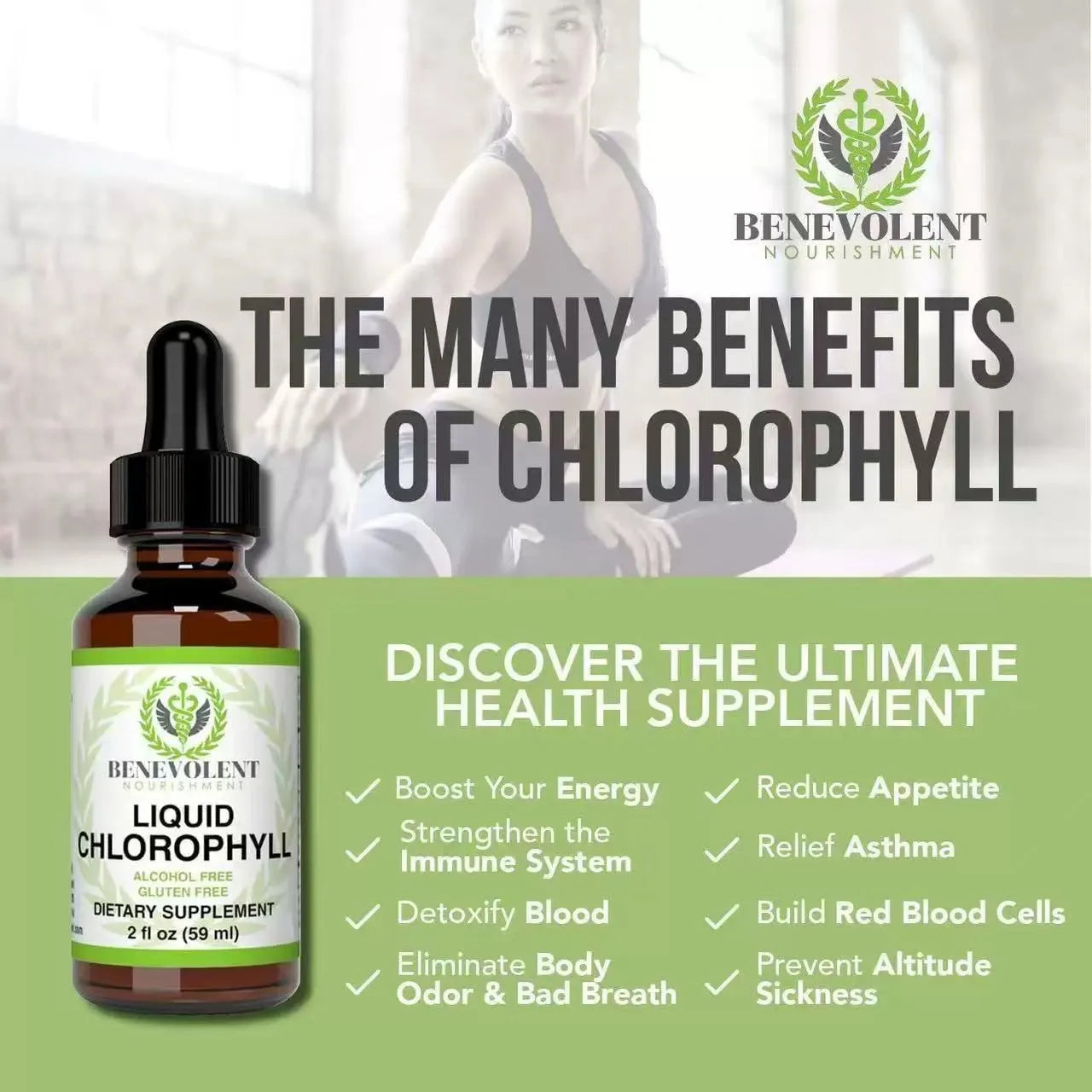 60ml bottle of natural body odour intestinal care liquid chlorophyll drops for adult supplementation