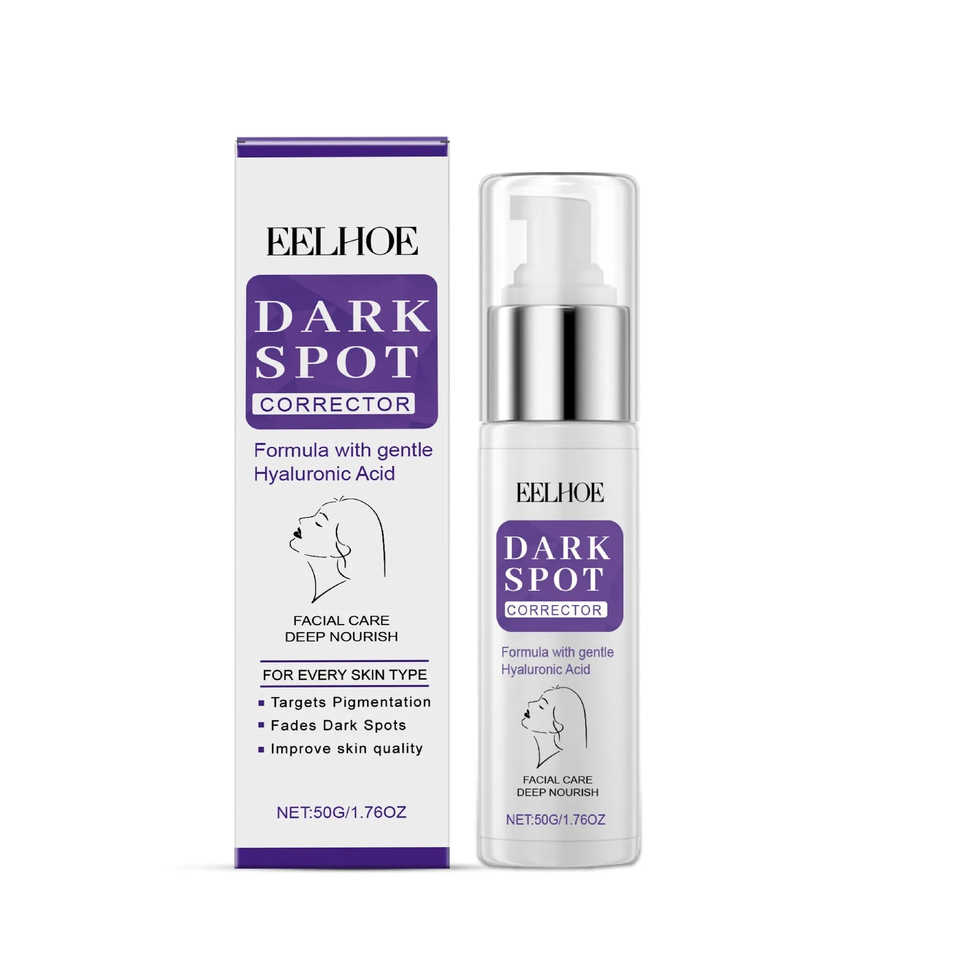 Skin care cream tube showing 50g daily moisturiser with water-oil balance and pore refining properties