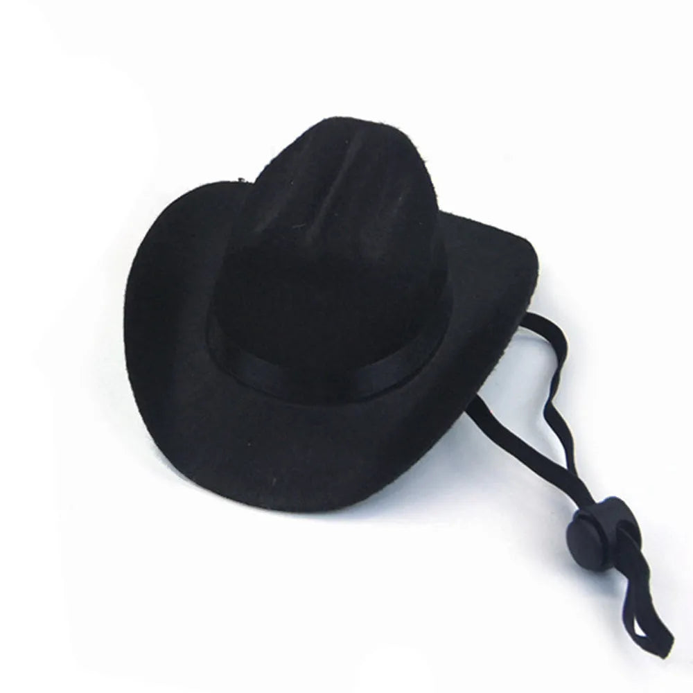 Adjustable pet dog cowboy hat in brown colour with rounded brim design