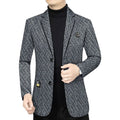 Men's plaid casual suit jacket in 816 Red Coffee, regular length, non-ironing polyester blend