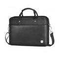 Black Oxford cloth laptop backpack with multiple organisational pockets and a lock, shown with a laptop.