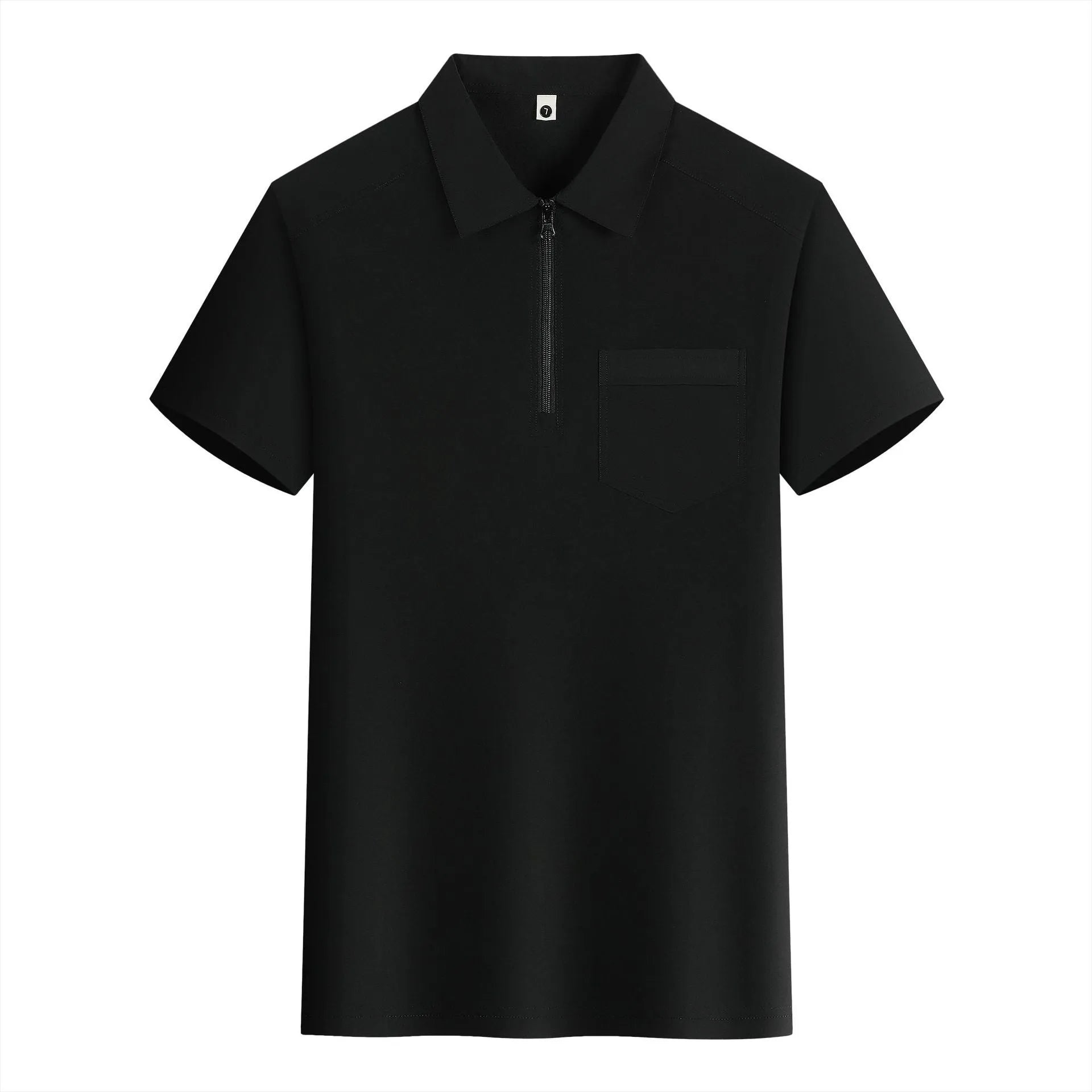 Nylon advertising shirt with chest zipper pockets and lapel tooling design in silver grey colour