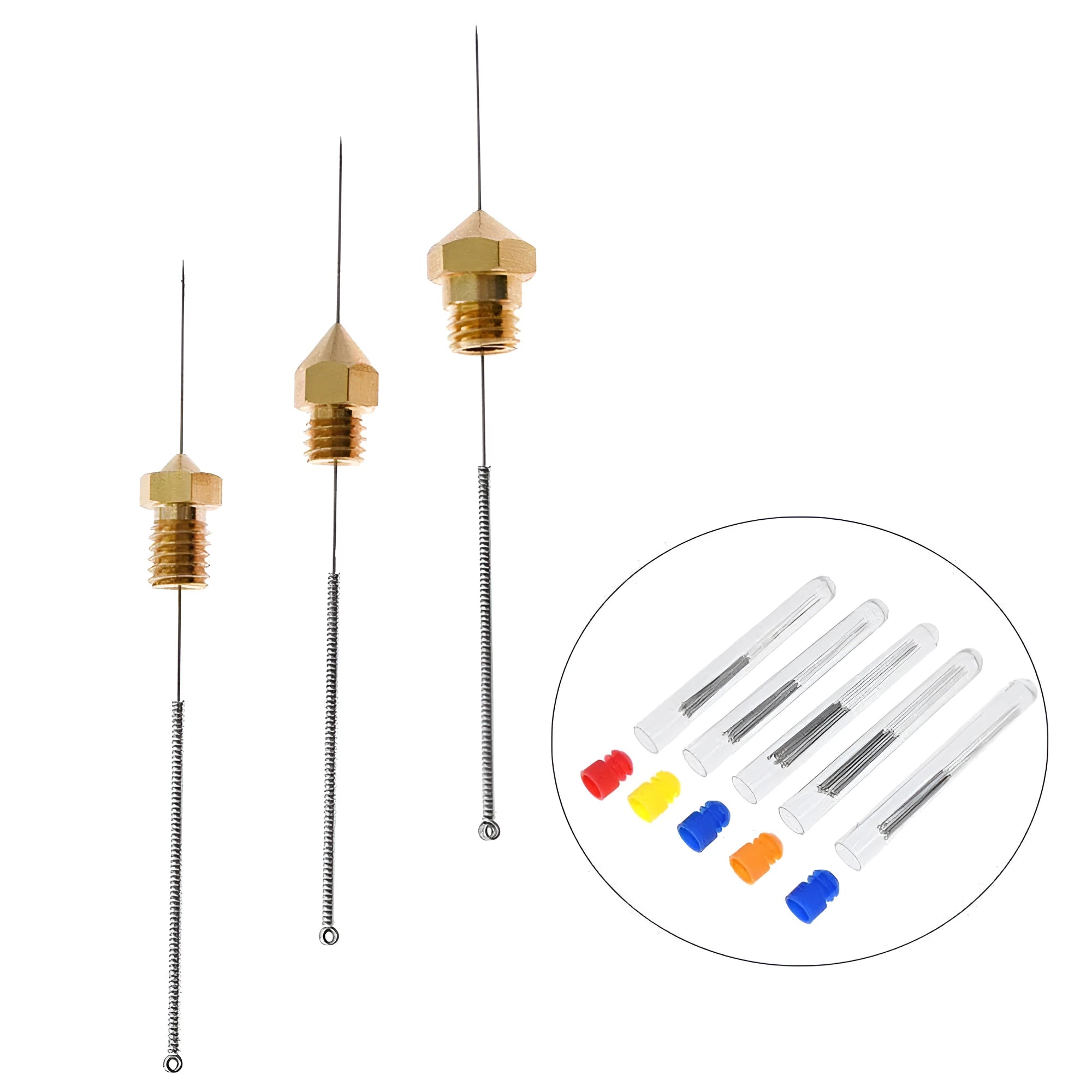 10 metal cleaning needles for 3D printer nozzles with size options from 200 to 400 microns