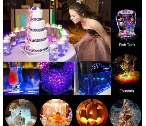 LED diamond diving light with remote control, RGB, IP65, plastic shell 3x2.5cm for vase and aquarium