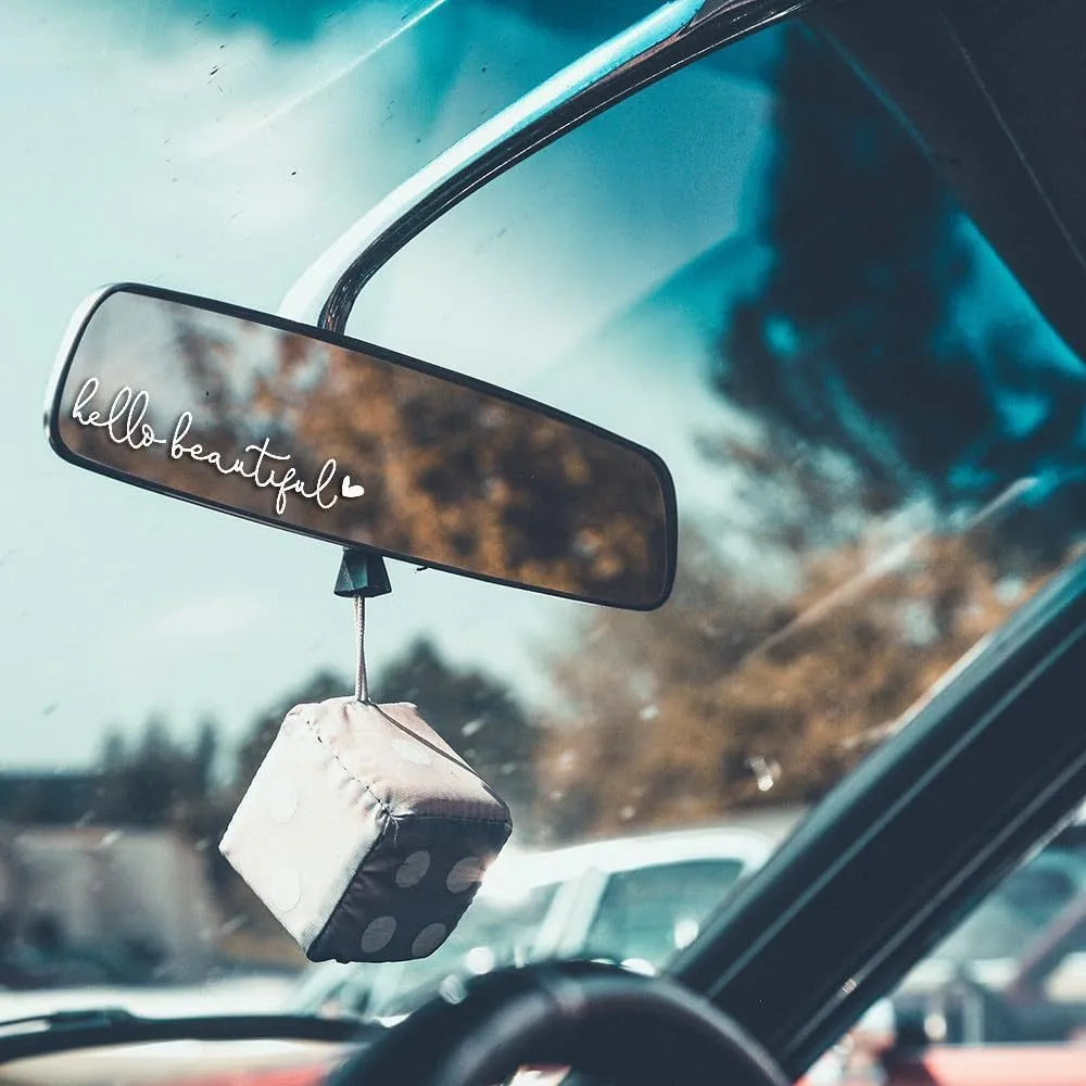 Car rearview mirror sticker 10cm x 3cm plastic decal in black colour option