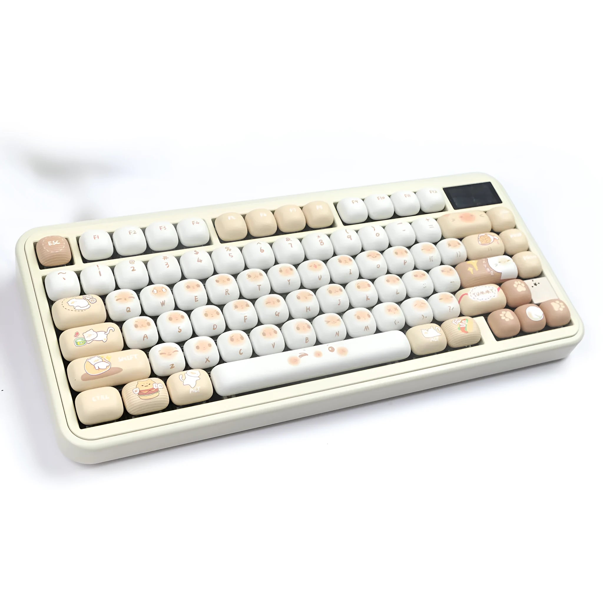 Steamed bread cat theme PBT key cap set with 26 keys for mechanical keyboard customisation