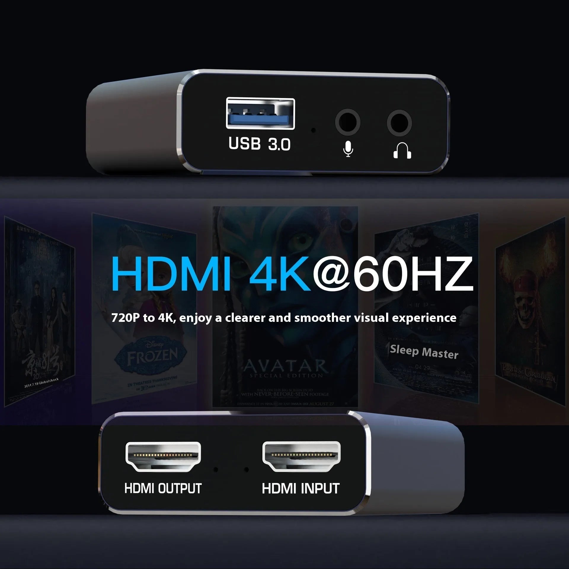 Black MS2131 HDMI video capture box for 1080 game recording and audio
