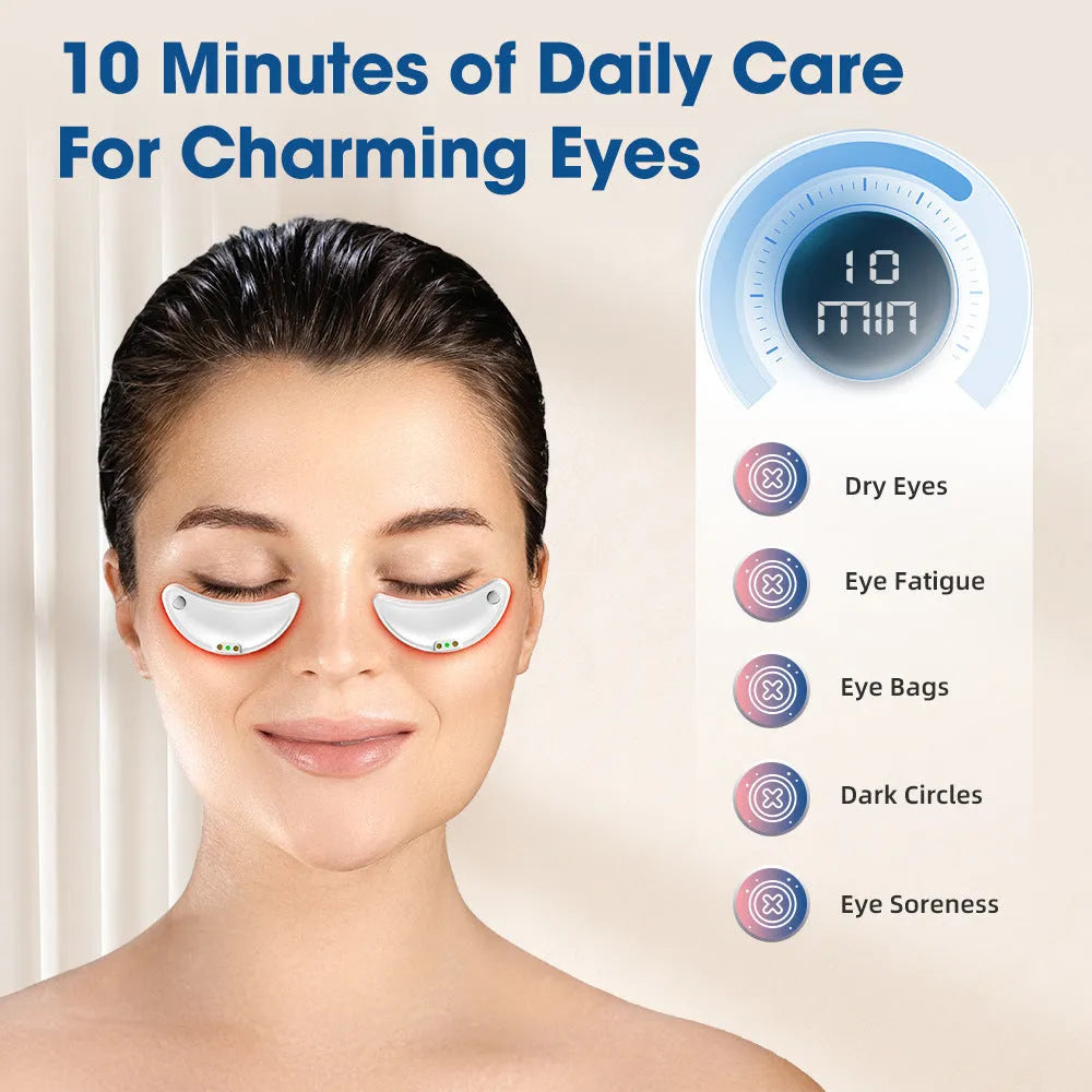 White red light EMS wireless facial massager for eye area and dark circles treatment