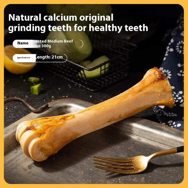 High calcium roasted ox bone flavoured molar rod chew for puppy teeth cleaning and training.