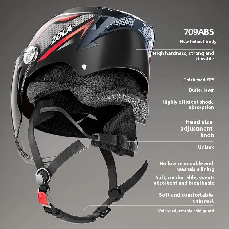 Child's lightweight ABS half helmet with a double mirror sun visor, shown in a light brown colour variant.