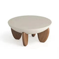White solid wood adjustable height coffee table with storage, shown in a living room setting.