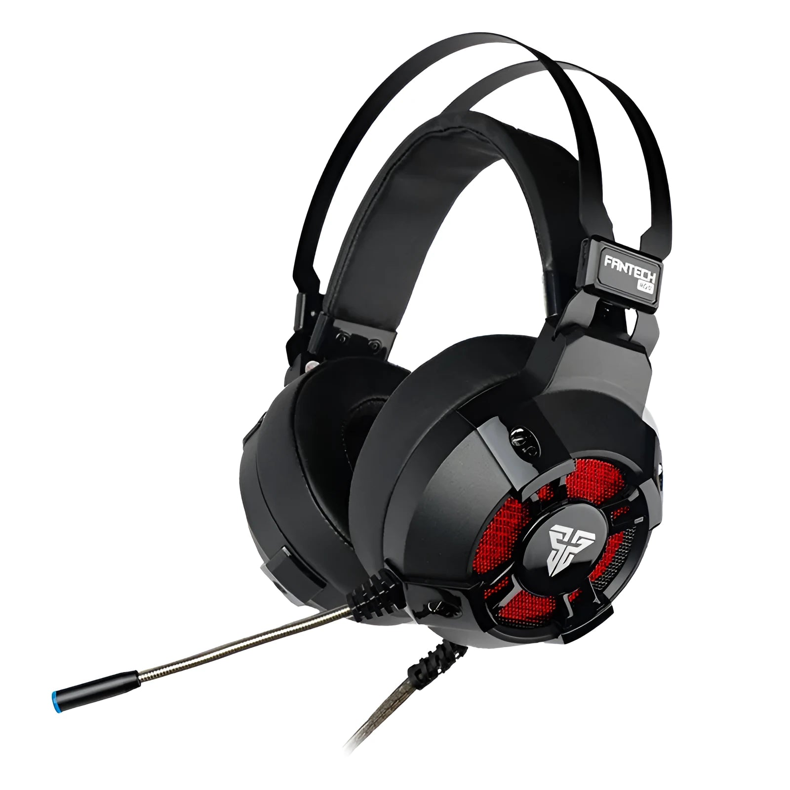 Black FANTECH HG11 over-ear USB gaming headset with RGB lights on the ear cups.
