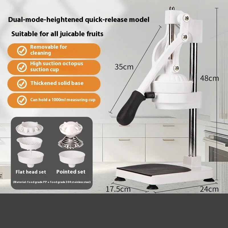 Commercial stainless steel manual orange juicer with quick disassembly mechanism