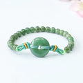 Oil green jade bracelet with safety buckle and star shape design measuring 6mm thickness