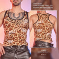 Men's leopard print mesh lingerie top with elastic free size fit